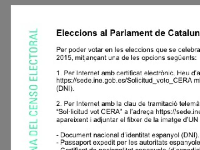 ELECCIONS 27S: VOT 'PREGAT' fins el 29 d'Agost
